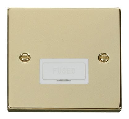 Polished Brass - White Inserts Polished Brass 13A Fused Connection Unit - White Trim