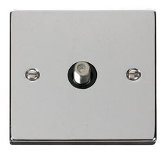 Polished Chrome - Black Inserts Polished Chrome Satellite Socket 1 Gang - Black Trim