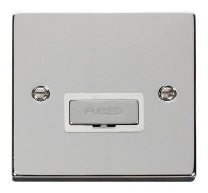 Polished Chrome - White Inserts Polished Chrome 13A Fused Ingot Connection Unit - White Trim