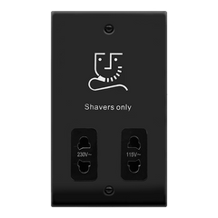 Matt Black - Black Inserts Matt Black Shaver Socket 115v/230v - Black Trim