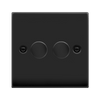 Matt Black - Black Inserts Matt Black 2 Gang 2 Way LED 100W Trailing Edge Dimmer Light Switch