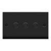 Matt Black - Black Inserts Matt Black 3 Gang 2 Way LED 100W Trailing Edge Dimmer Light Switch