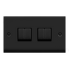 Matt Black - Black Inserts Matt Black 10A 4 Gang 2 Way Ingot Light Switch - Black Trim