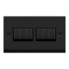 Matt Black - Black Inserts Matt Black 10A 6 Gang 2 Way Ingot Light Switch - Black Trim