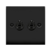 Matt Black - Black Inserts Matt Black 2 Gang 2 Way 10AX Toggle Light Switch