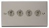 Pearl Nickel - White Inserts Pearl Nickel 4 Gang 2 Way 10AX Toggle Light Switch