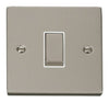 Pearl Nickel - White Inserts Pearl Nickel 10A 1 Gang Intermediate Ingot Light Switch - White Trim