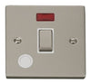 Pearl Nickel - White Inserts Pearl Nickel 1 Gang 20A Ingot DP Switch With Flex With Neon - White Trim