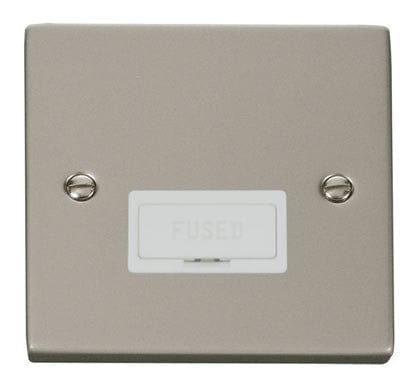 Pearl Nickel - White Inserts Pearl Nickel 13A Fused Connection Unit - White Trim