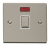 Pearl Nickel - White Inserts Pearl Nickel 1 Gang 20A Ingot DP Switch With Neon - White Trim