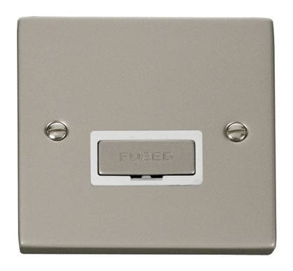 Pearl Nickel - White Inserts Pearl Nickel 13A Fused Ingot Connection Unit - White Trim