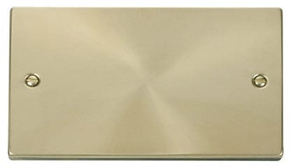 Satin Brass - Black Inserts Satin Brass 2 Gang Blank Plate