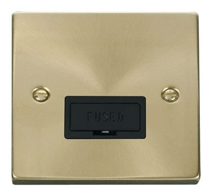 Satin Brass - Black Inserts Satin Brass 13A Fused Connection Unit - Black Trim