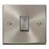 Satin Chrome - Black Inserts Satin Chrome 10A 1 Gang 2 Way Ingot Light Switch - Black Trim