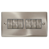 Satin Chrome - Black Inserts Satin Chrome 10A 6 Gang 2 Way Ingot Light Switch - Black Trim