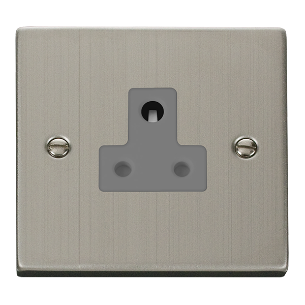 Round Led Socket Stainless Steel 1 Gang 5A Round Pin Socket - Grey Trim – LED Saving ...