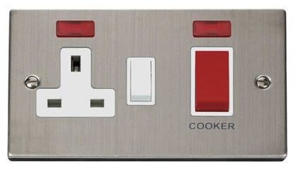 Cooker. Top Plug Stainless Steel Cooker Control 45A With 13A Switched Plug Socket & 2 N ...
