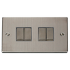 Stainless Steel 10A 4 Gang 2 Way Ingot Light Switch - Grey Trim