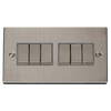 Stainless Steel 10A 6 Gang 2 Way Ingot Light Switch - Grey Trim