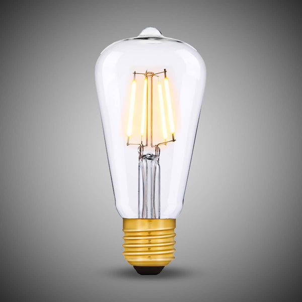 7W E27 ST64 Light Bulb 2700K Standard Straight Teardrop Filament High CRI Dimmable