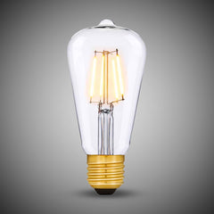 7W E27 ST64 Light Bulb 2700K Standard Straight Teardrop Filament High CRI Dimmable