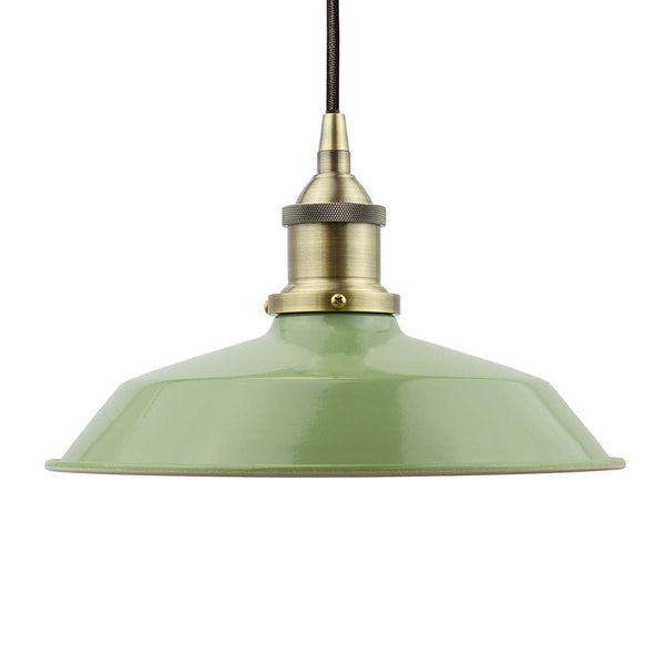 Mint Green Small Trinity Metal Painted Pendant Light - Antique Brass Lamp Holder & Ceiling Rose - SE Home