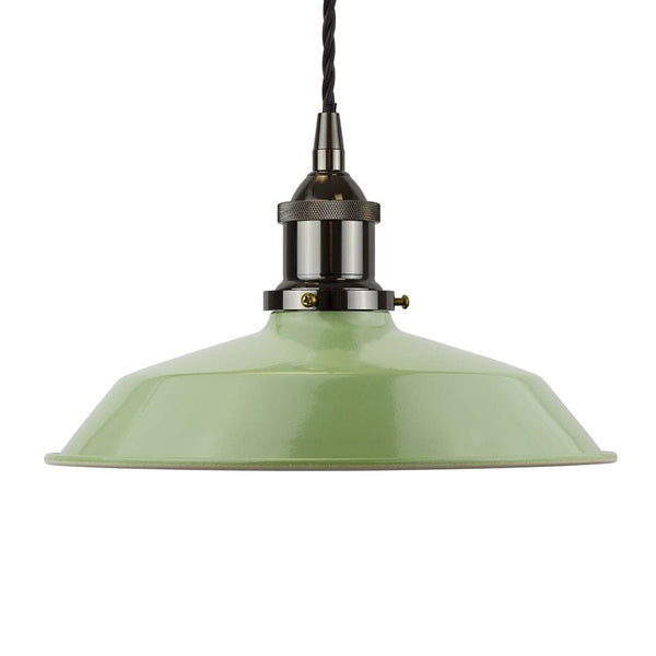 Mint Green Small Trinity Metal Painted Pendant Light - Black Nickel Lamp Holder & Ceiling Rose - SE Home