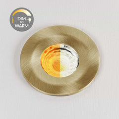Brushed Brass CCT Dim To Warm Fire Rated LED Dimmable 10W IP65 Downlight - SE Home