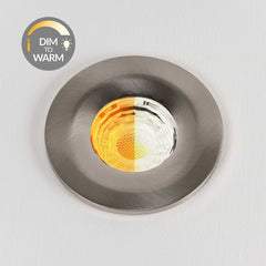 Brushed Chrome CCT Dim To Warm Fire Rated LED Dimmable 10W IP65 Downlight - SE Home