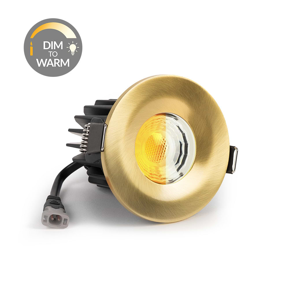 Brushed Gold CCT Dim To Warm Fire Rated LED Dimmable 10W IP65 Downlight - SE Home