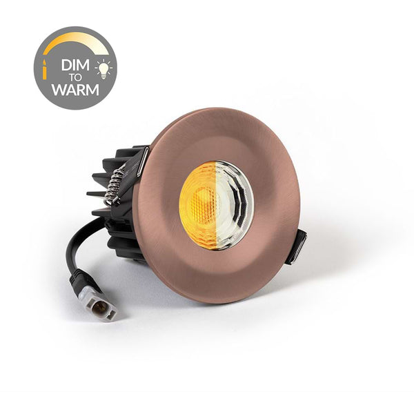 Satin Rose Gold CCT Dim To Warm Fire Rated LED Dimmable 10W IP65 Downlight - SE Home