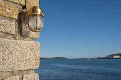 Hopkin Lacquered Brass IP66 Prismatic Glass Light - The Outdoor & Bathroom Collection - SE Home