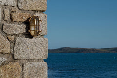 Flaxman Lacquered Brass IP66 Bulkhead Outdoor & Bathroom Wall Light - SE Home