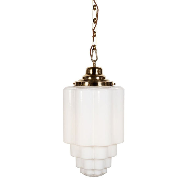 Glasshouse Polished Brass Art Deco Pendant Light - SE Home