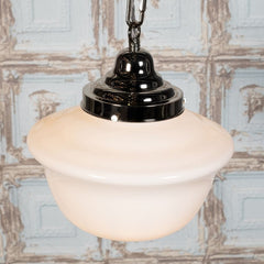 Frith Nickel Opaque Schoolhouse Stairwell Pendant Light - SE Home