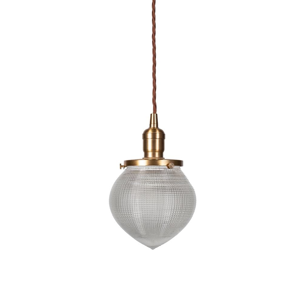 The Hollen Acorn Lacquered Antique Brass Prismatic Glass Style Pendant Light - SE Home