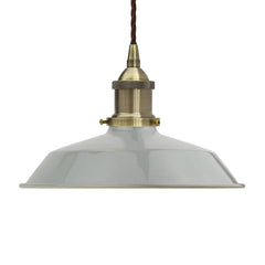 French Grey Small Trinity Metal Painted Pendant Light - Antique Brass Lamp Holder & Ceiling Rose - SE Home