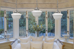 Frith Nickel Opaque Schoolhouse Stairwell Pendant Light - SE Home