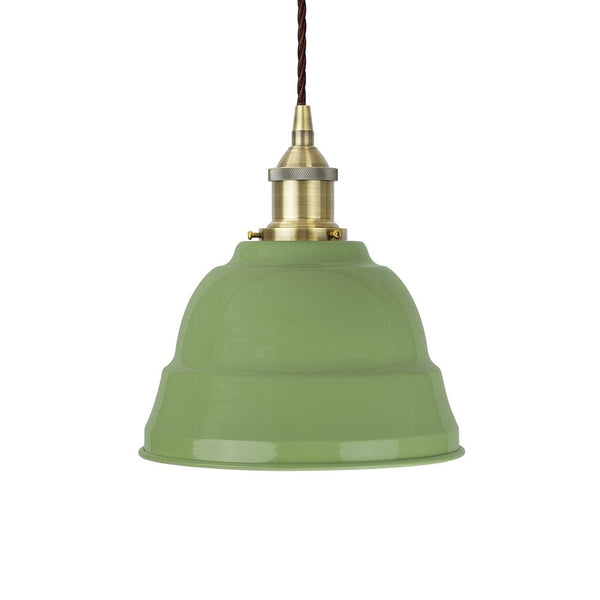Mint Green Lincoln Painted Pendant Light - Antique Brass Lamp Holder & Ceiling Rose - SE Home