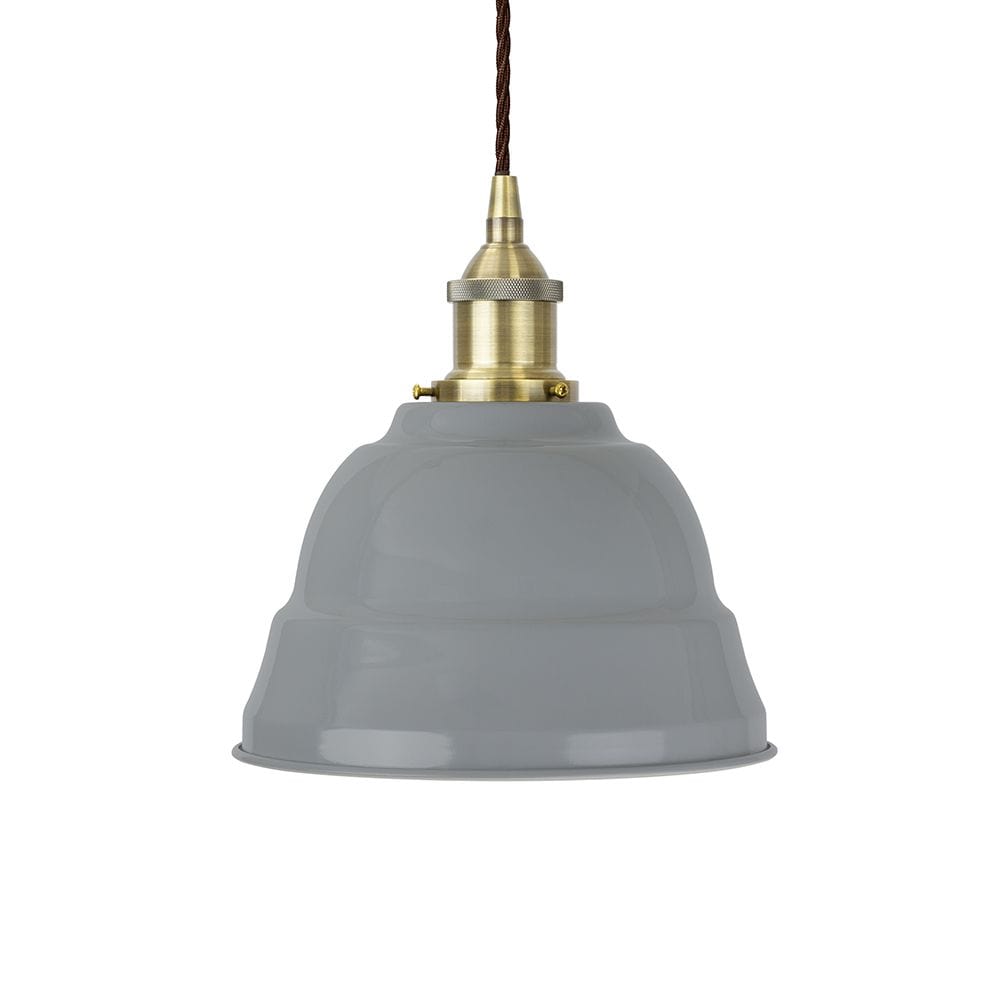 French Grey Lincoln Painted Pendant Light - Antique Brass Lamp Holder & Ceiling Rose - SE Home