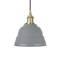 French Grey Lincoln Painted Pendant Light - Antique Brass Lamp Holder & Ceiling Rose - SE Home