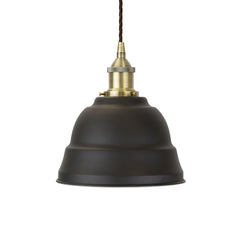 Matt Black Lincoln Painted Pendant Light - Antique Brass Lamp Holder & Ceiling Rose - SE Home