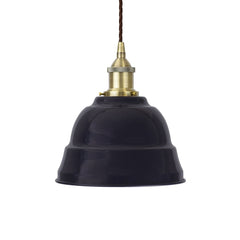 Navy Blue Lincoln Painted Pendant Light - Antique Brass Lamp Holder & Ceiling Rose - SE Home