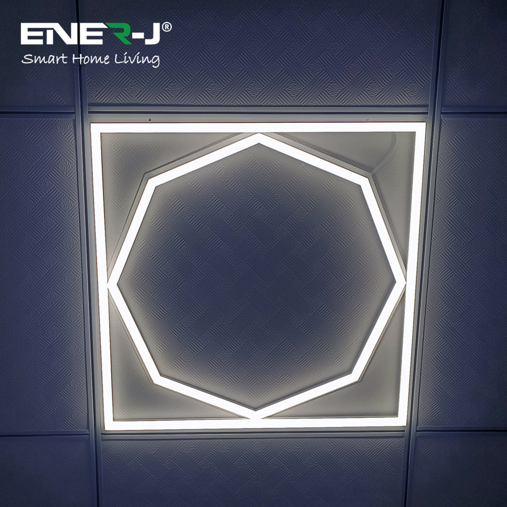 600x600 LED Frame Panel Light with Hexagon Inner Lights 6500K (Pack of 6)