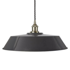 Slate Grey Large Chancery Painted Pendant Light - Brushed Chrome Lamp Holder & Ceiling Rose - SE Home