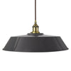 Slate Grey Large Chancery Painted Pendant Light - Matt Antique Brass Lamp Holder & Ceiling Rose - SE Home