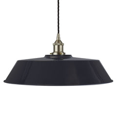 Navy Blue Large Chancery Painted Pendant Light - Brushed Chrome Lamp Holder & Ceiling Rose - SE Home