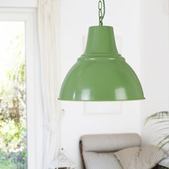 Compton Chalk Green Industrial Bell Pendant Light - SE Home