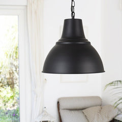 Compton Matt Black Industrial Bell Pendant Light - SE Home