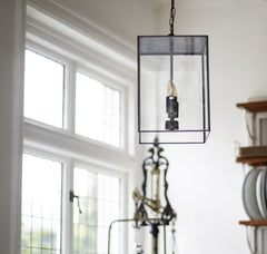 Langdon Lantern Pendant Small Matt Black - SE Home